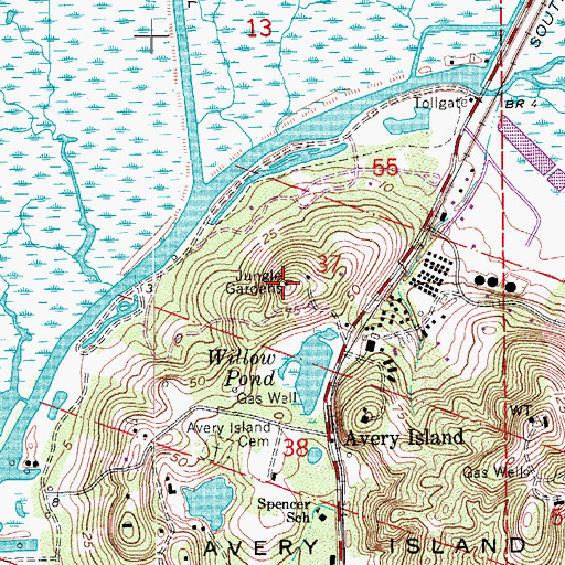 Topographic Map of Jungle Gardens, LA