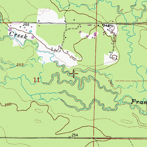 Topographic Map of Tenmile Creek, AR