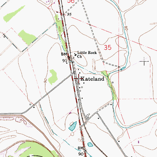 Topographic Map of Kateland, LA