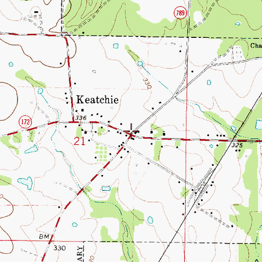 Topographic Map of Keatchie, LA