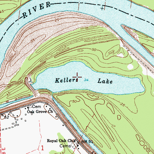 Topographic Map of Kellers Lake, LA