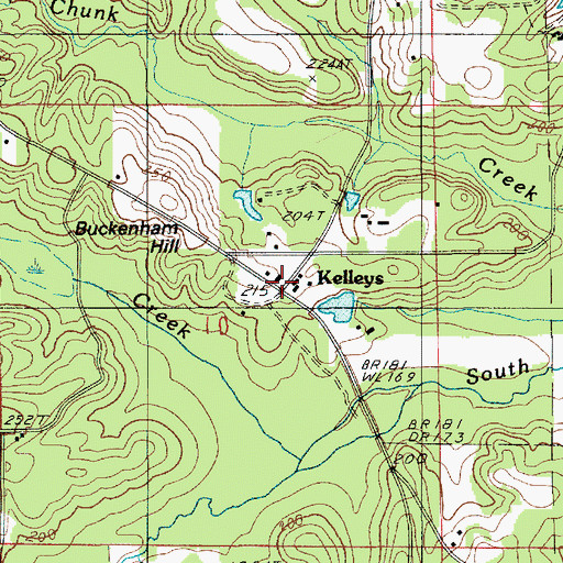 Topographic Map of Kelleys, LA