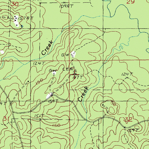 Topographic Map of Kelly Cemetery, LA