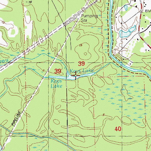 Topographic Map of Keys Lake, LA