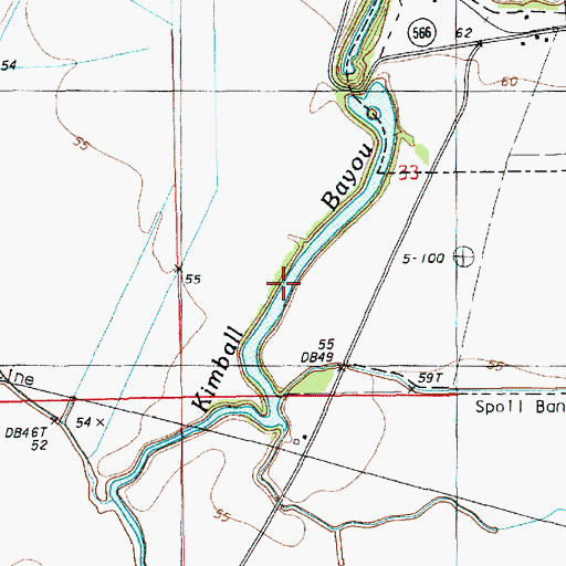 Topographic Map of Kimball Bayou, LA
