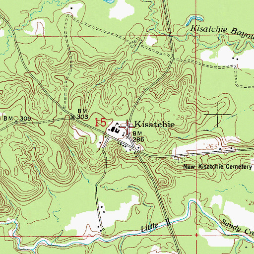 Topographic Map of Kisatchie, LA