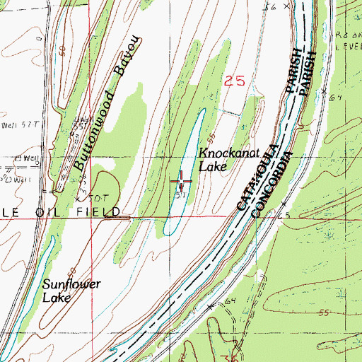 Topographic Map of Knockanat Lake, LA