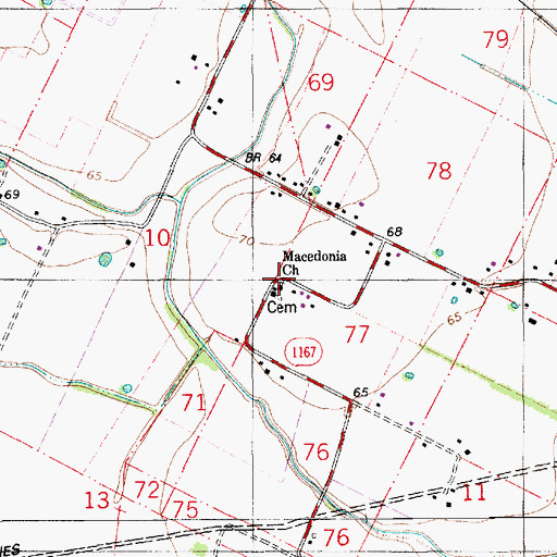 Topographic Map of Macedonia Baptist Church, LA