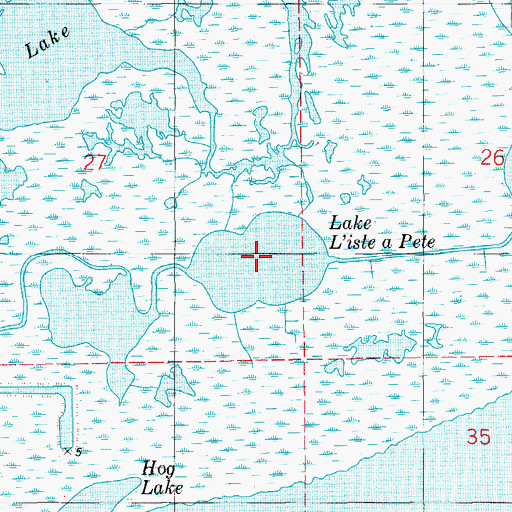 Topographic Map of Lake L'isle a Pete, LA