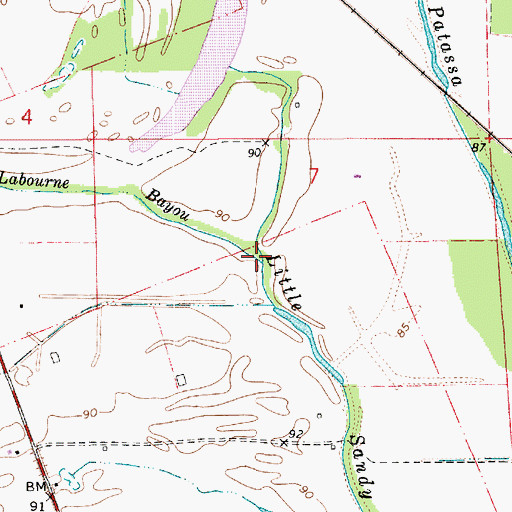 Topographic Map of Labourne Bayou, LA