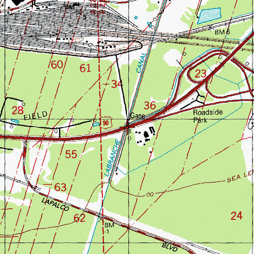 Topographic Map of Labranche Canal, LA