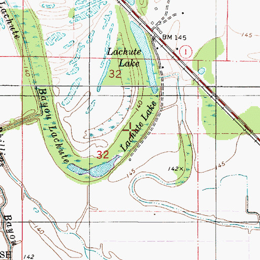 Topographic Map of Lachute Lake, LA