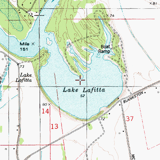 Topographic Map of Lake Lafitta, LA