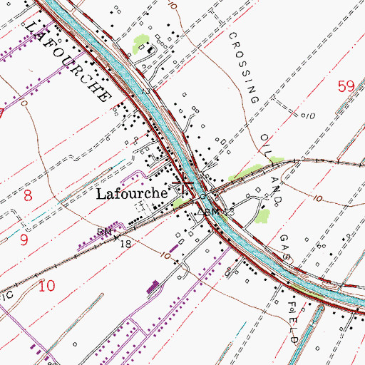 Topographic Map of Lafourche, LA