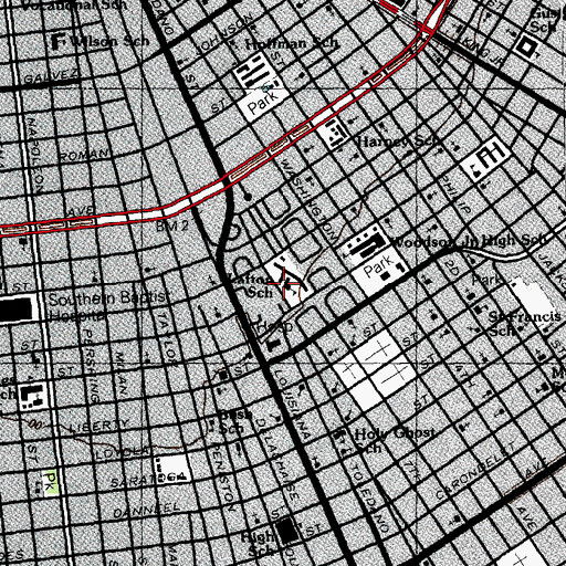 Topographic Map of Thomy Lafon School (historical), LA