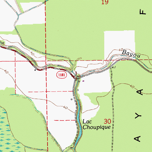 Topographic Map of Bayou du Lac, LA