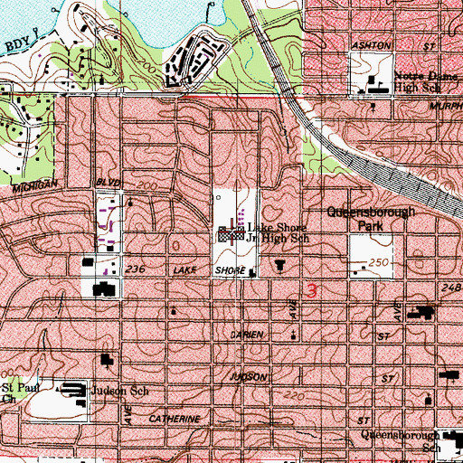 Topographic Map of Lakeshore Elementary School, LA