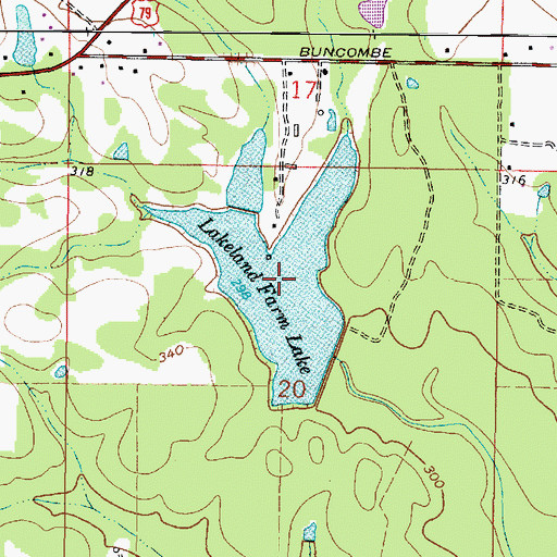 Topographic Map of Lakeland Farm Lake, LA