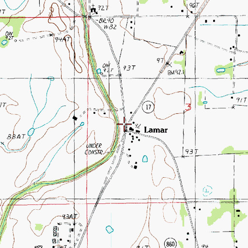Topographic Map of Lamar, LA