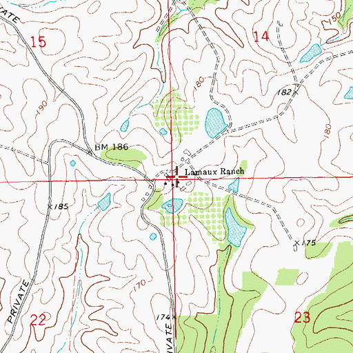 Topographic Map of Lamaux Ranch, LA