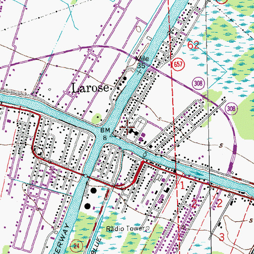 Topographic Map of Larose, LA