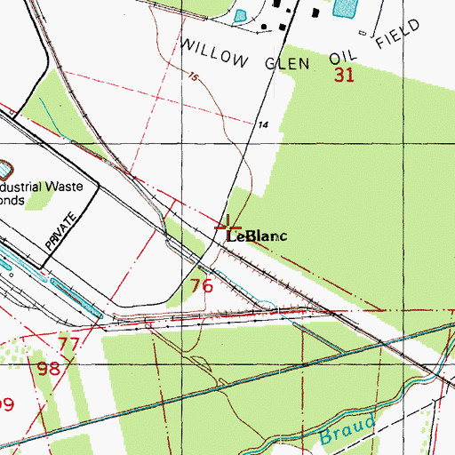 Topographic Map of LeBlanc, LA
