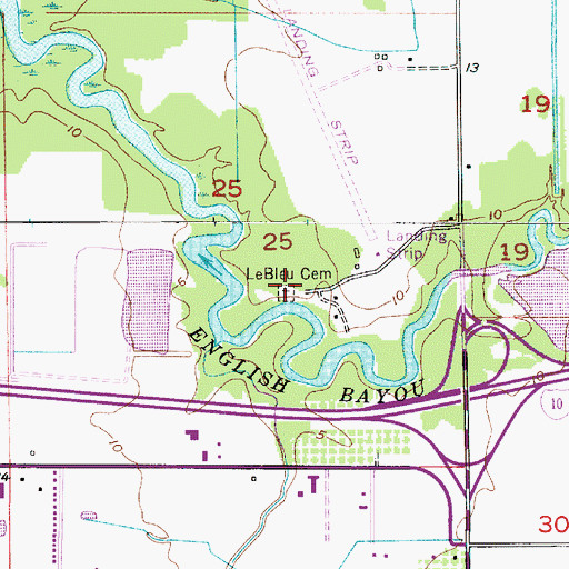 Topographic Map of LeBleu Cemetery, LA