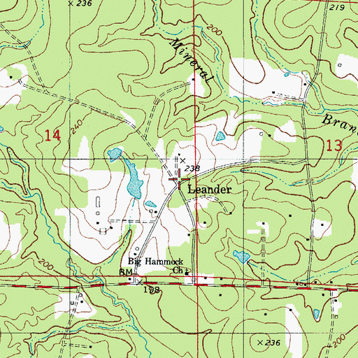 Topographic Map of Leander, LA