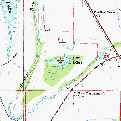 Topographic Map of Lee Lake, LA