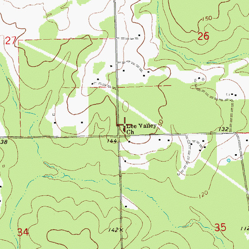 Topographic Map of Lee Valley Baptist Church, LA