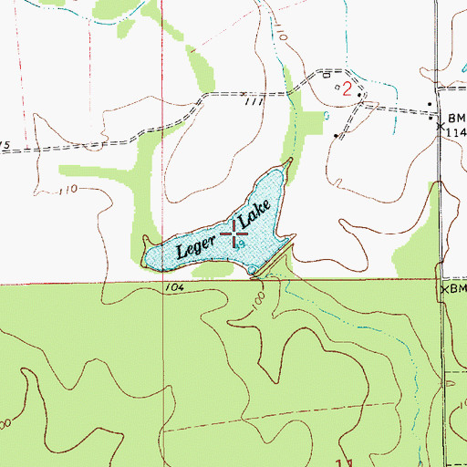 Topographic Map of Leger Lake, LA