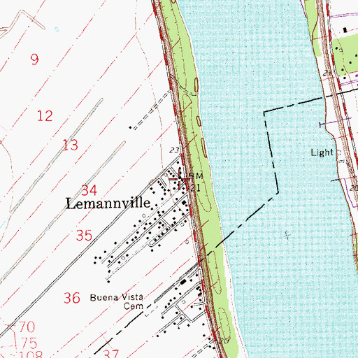 Topographic Map of Lemannville, LA