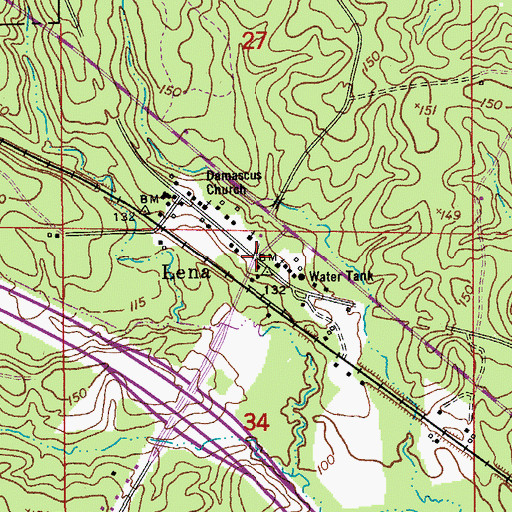 Topographic Map of Lena, LA