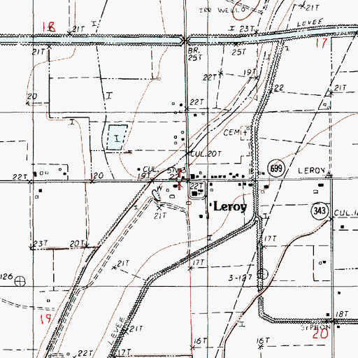 Topographic Map of Leroy, LA