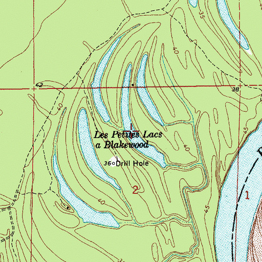 Topographic Map of Les Petits Lacs  Blakewood, LA