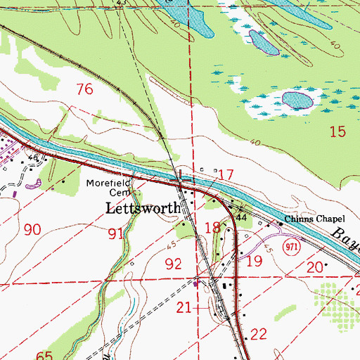 Topographic Map of Lettsworth, LA