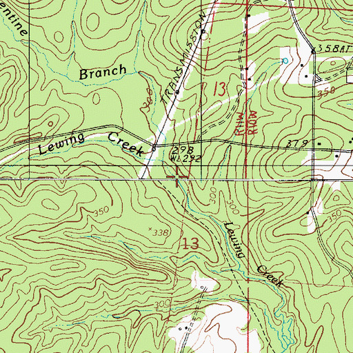 Topographic Map of Lewing Creek, LA