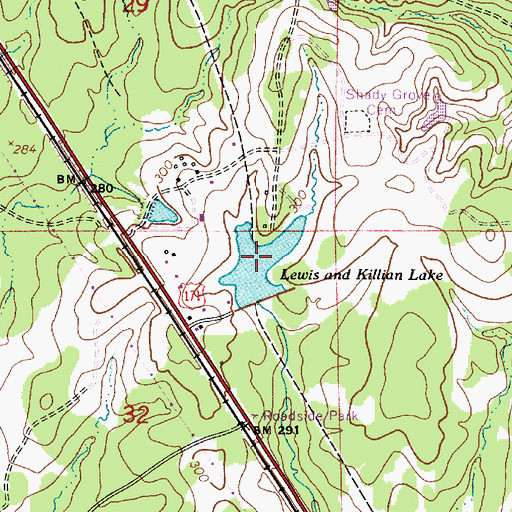 Topographic Map of Lewis and Killian Lake, LA