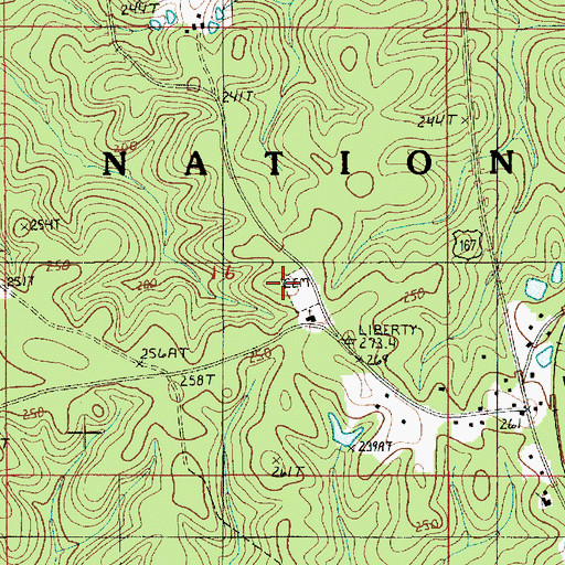 Topographic Map of Liberty Chapel Methodist Church, LA