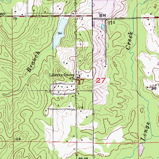 Topographic Map of Liberty Grove Church of God, LA