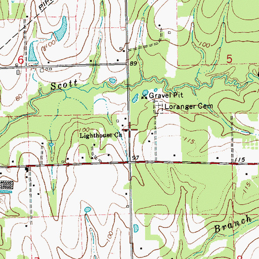 Topographic Map of Light House Baptist Church, LA
