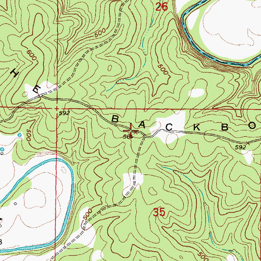 Topographic Map of The Backbone, AR