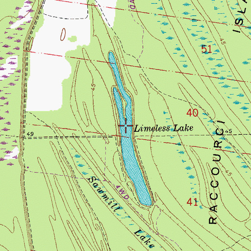 Topographic Map of Limeless Lake, LA