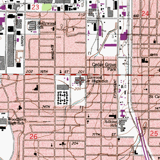 Topographic Map of Linwood Middle School, LA