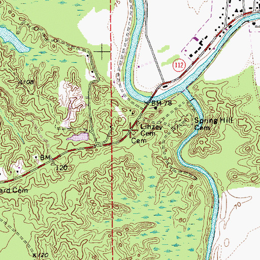 Topographic Map of Linzay Cemetery, LA