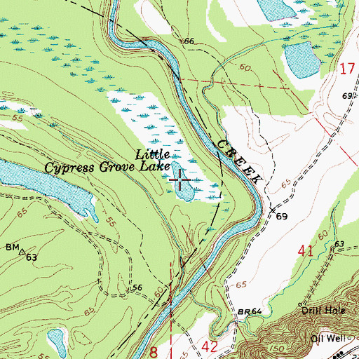 Topographic Map of Little Cypress Grove Lake, LA