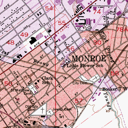 Topographic Map of Little Flower School, LA
