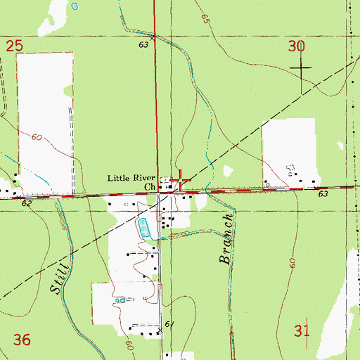 Topographic Map of Little River Church, LA