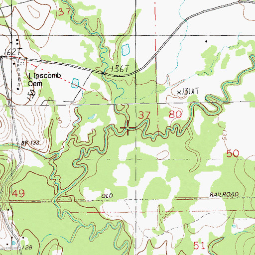 Topographic Map of Little Sandy Creek, LA