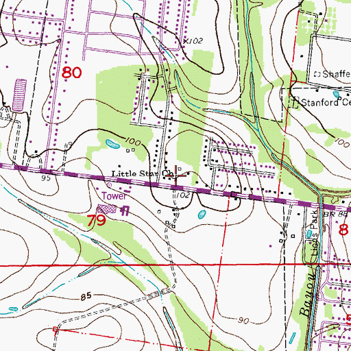 Topographic Map of Little Star Baptist Church, LA